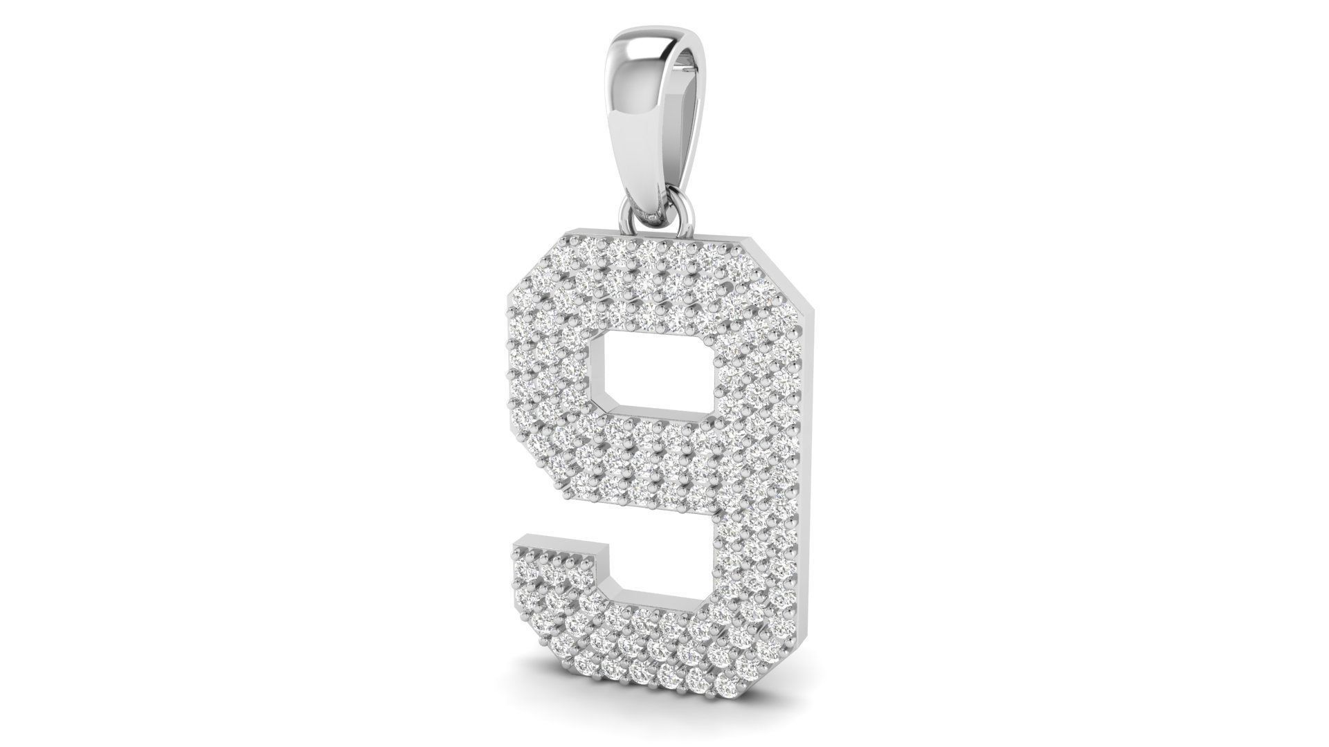Number 9 Font Diamond Pendant  3D print model_1