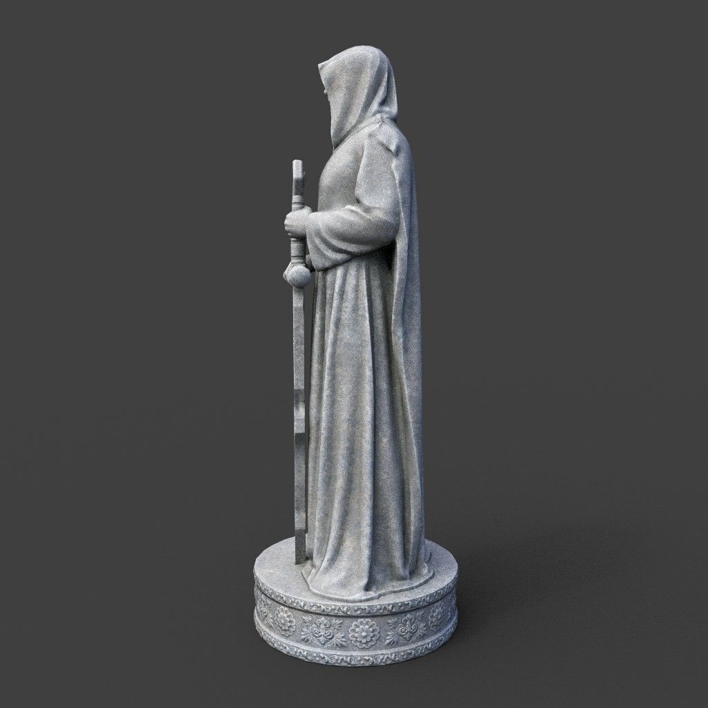 Low poly Warrior Statue 220519 Low-poly 3D model_6