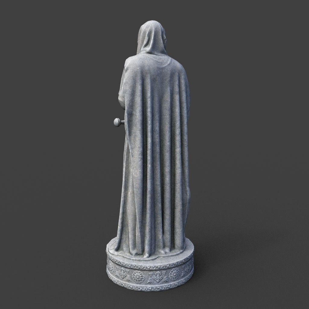 Low poly Warrior Statue 220519 Low-poly 3D model_8