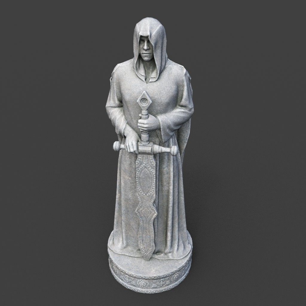 Low poly Warrior Statue 220519 Low-poly 3D model_17