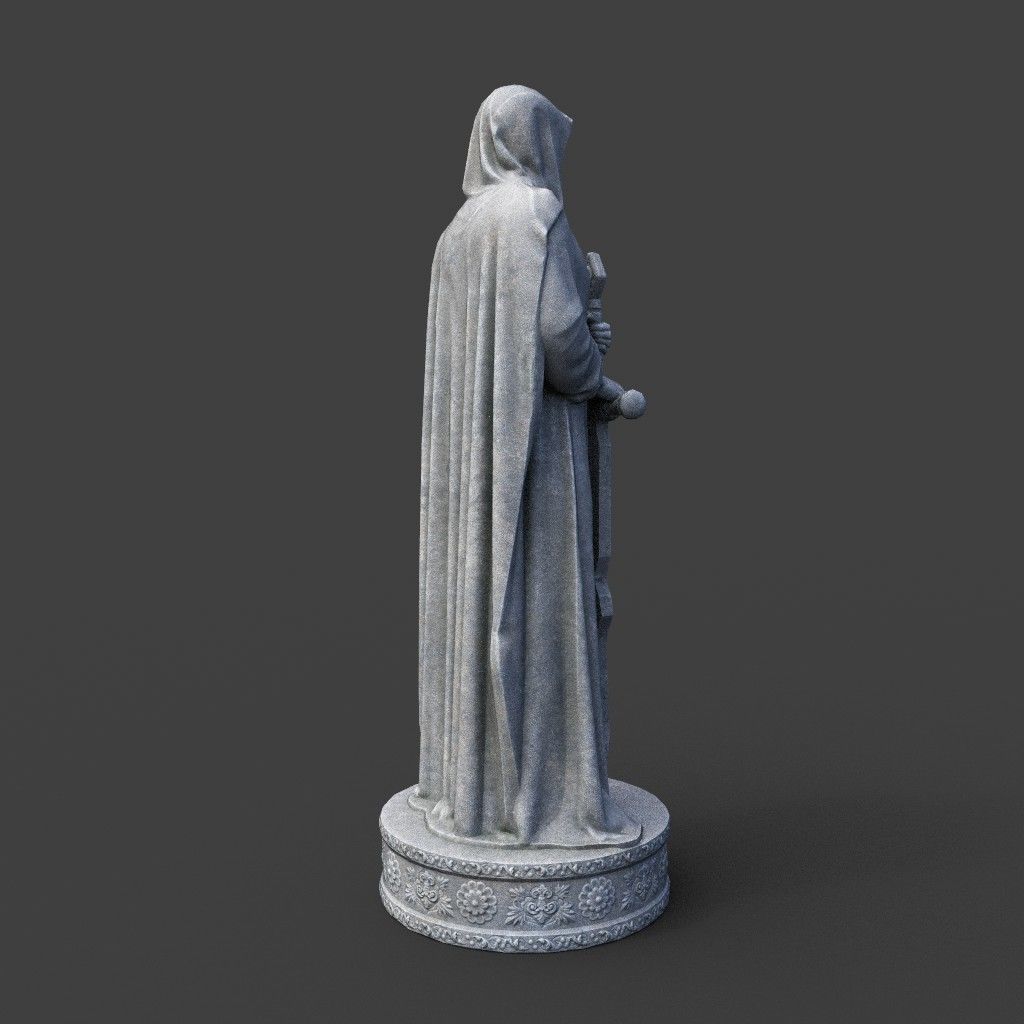 Low poly Warrior Statue 220519 Low-poly 3D model_11