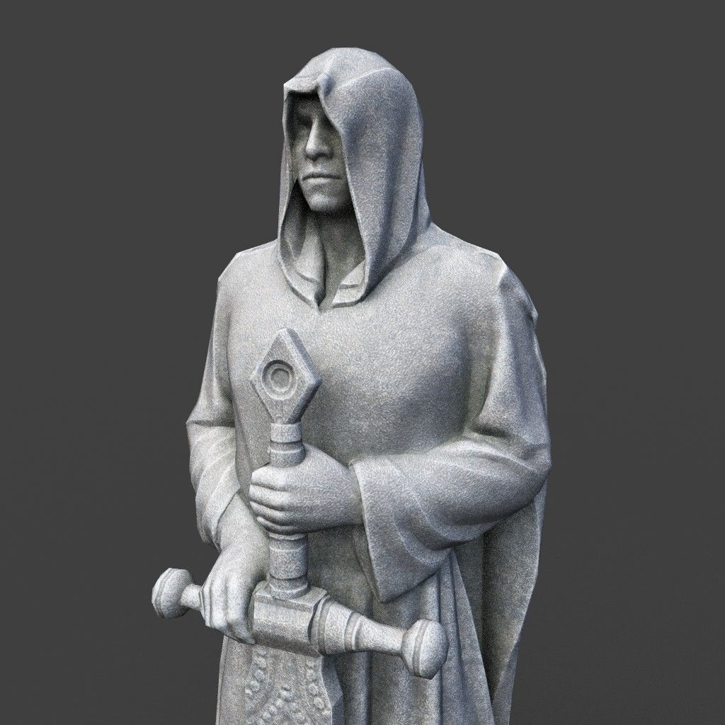 Low poly Warrior Statue 220519 Low-poly 3D model_15