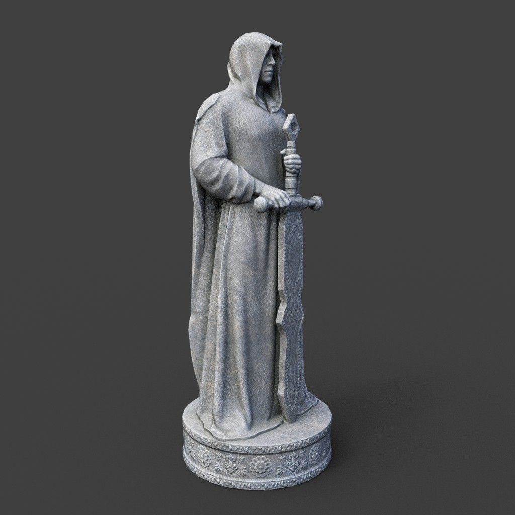 Low poly Warrior Statue 220519 Low-poly 3D model_13