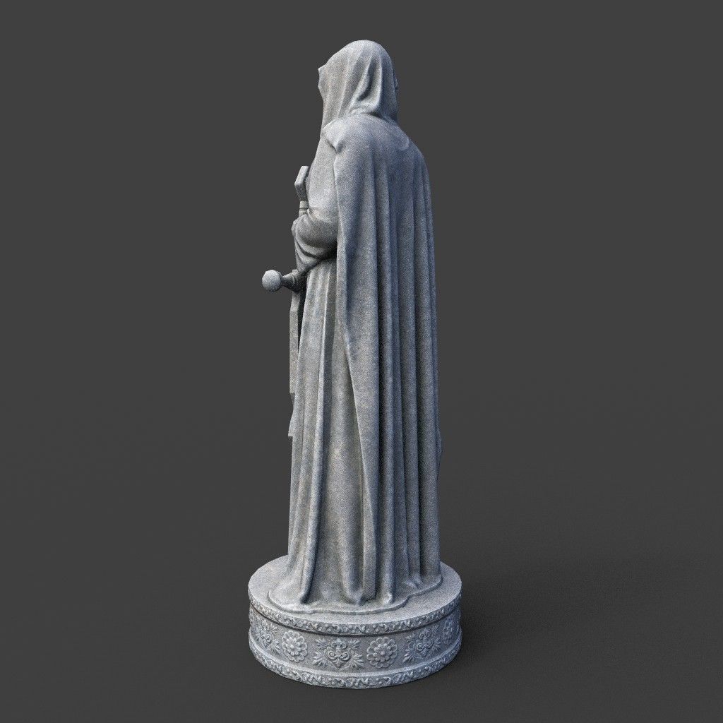Low poly Warrior Statue 220519 Low-poly 3D model_7