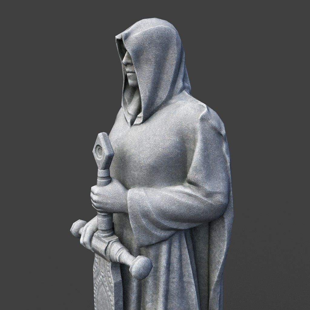 Low poly Warrior Statue 220519 Low-poly 3D model_16