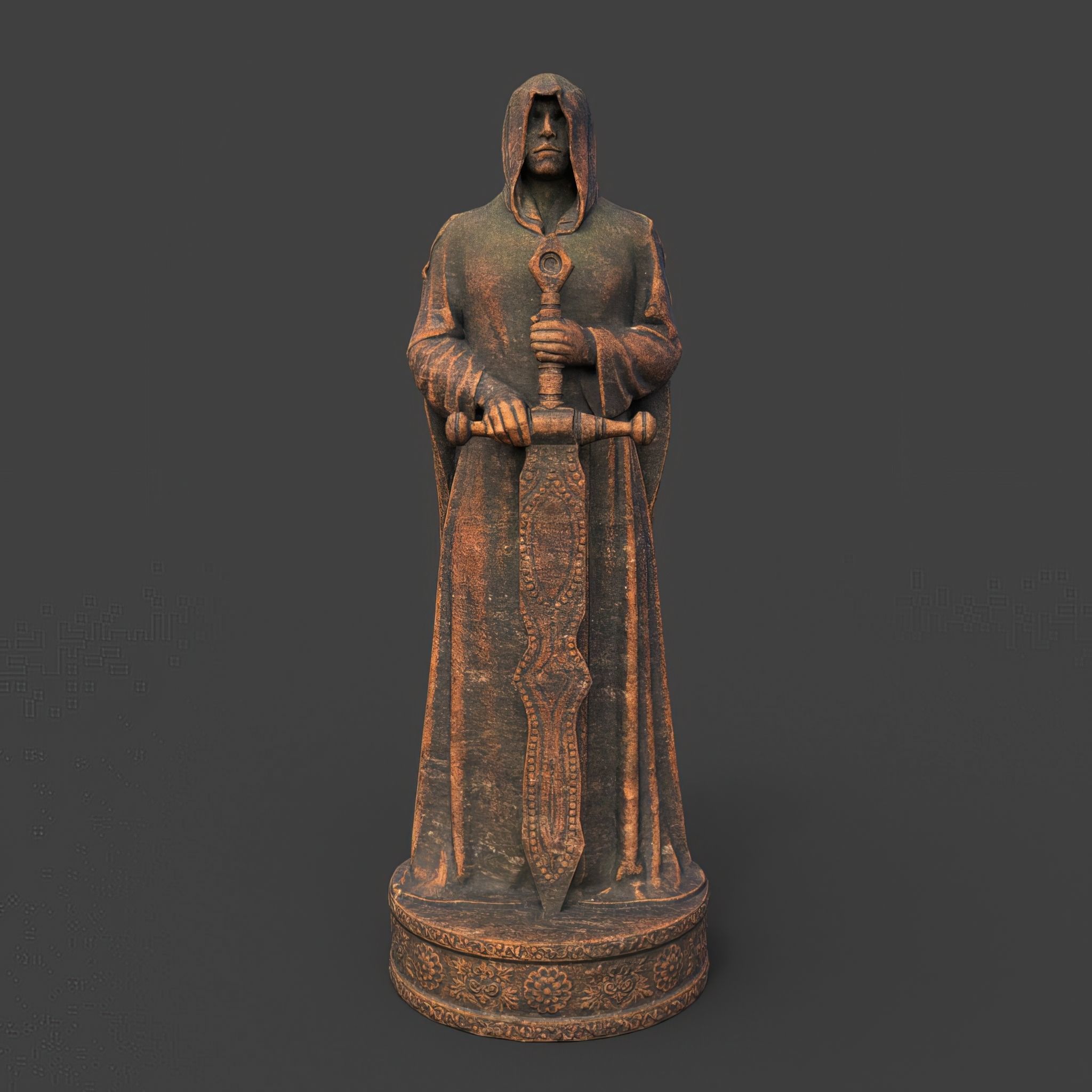 Low poly Warrior Statue 220519 Low-poly 3D model_3