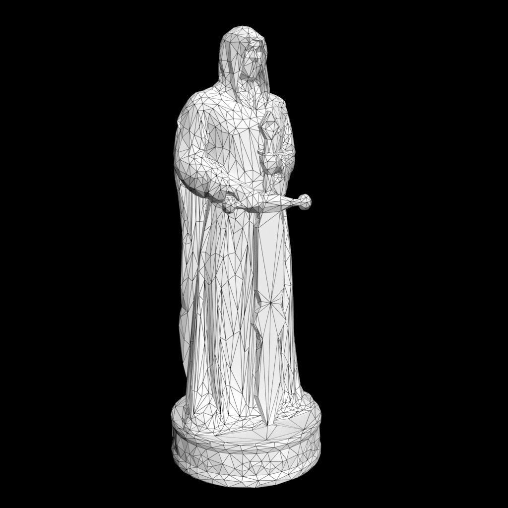 Low poly Warrior Statue 220519 Low-poly 3D model_25