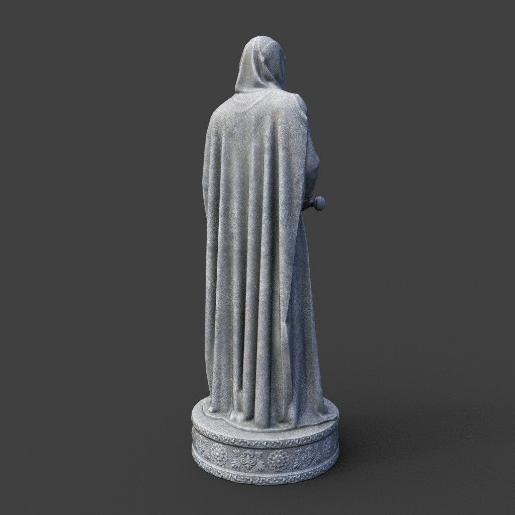 Low poly Warrior Statue 220519 Low-poly 3D model_10