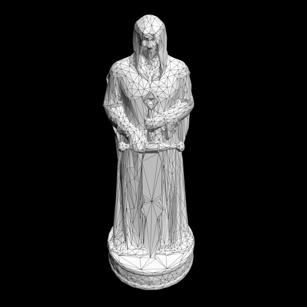 Low poly Warrior Statue 220519 Low-poly 3D model_26