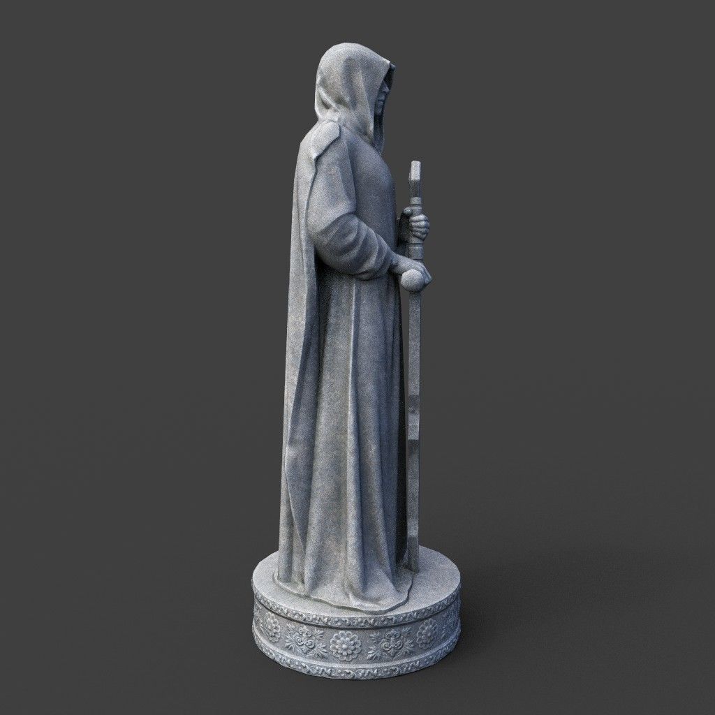 Low poly Warrior Statue 220519 Low-poly 3D model_12
