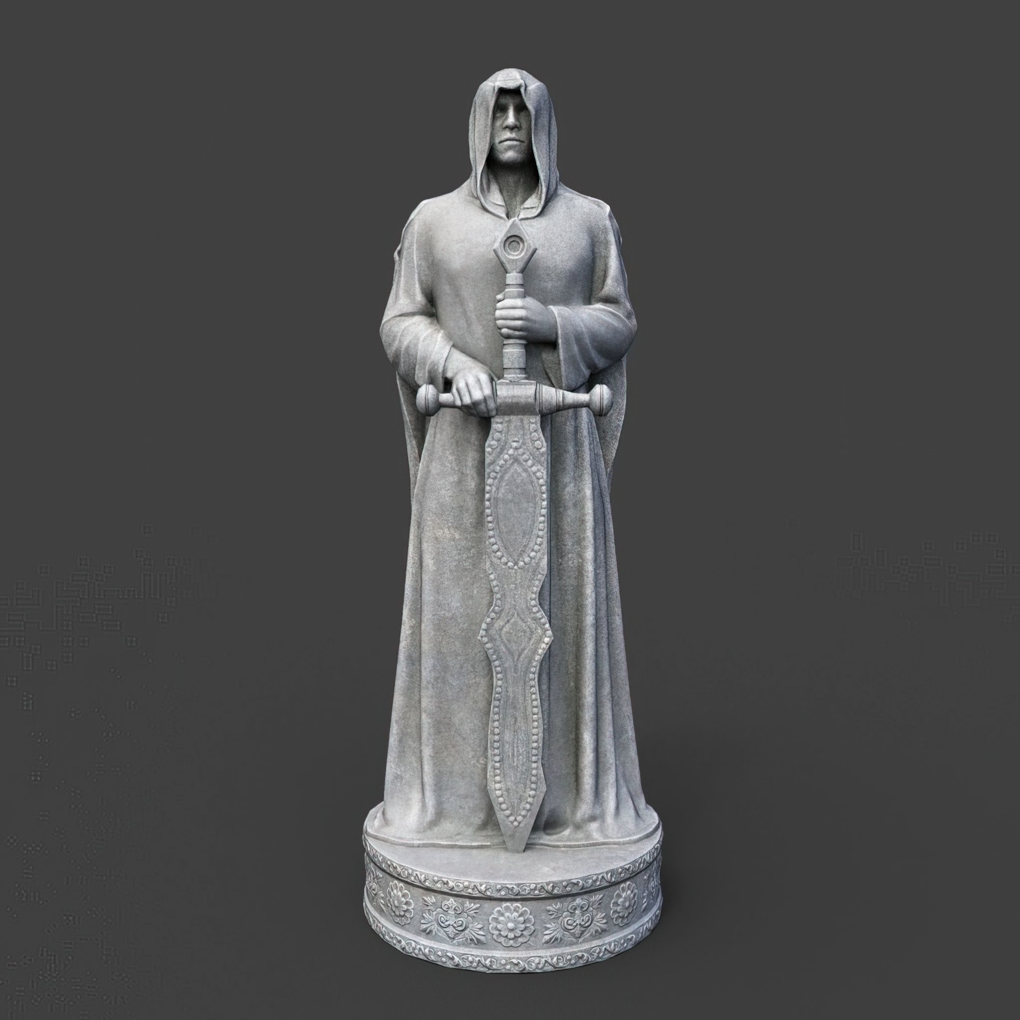 Low poly Warrior Statue 220519 Low-poly 3D model_1