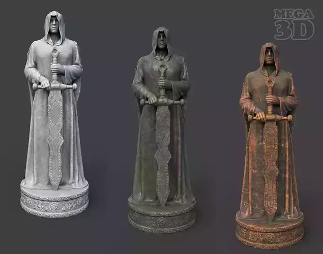 Low poly Warrior Statue 220519 Low-poly 3D model