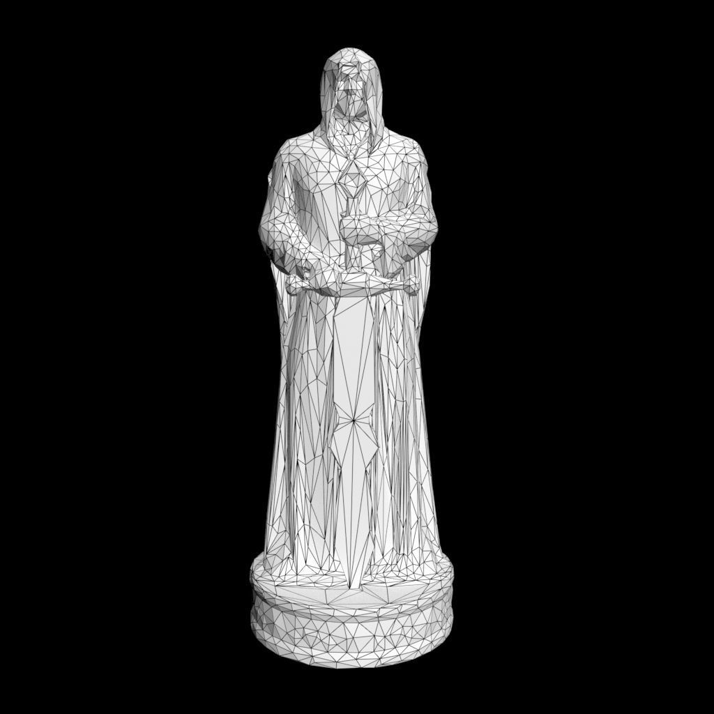 Low poly Warrior Statue 220519 Low-poly 3D model_18