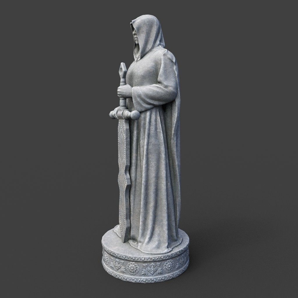 Low poly Warrior Statue 220519 Low-poly 3D model_5