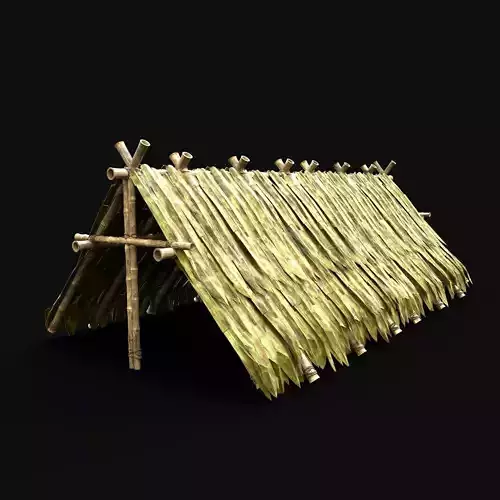 BAMBOO SHELTER HIDE HOUSE TREE JUNGLE HUT SURVIVAL CASTAWAY Low-poly 3D model