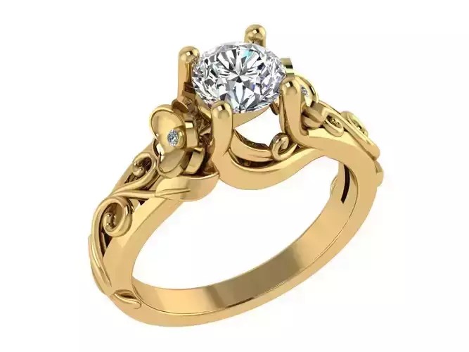 Ring175 filigree engagement ring gold