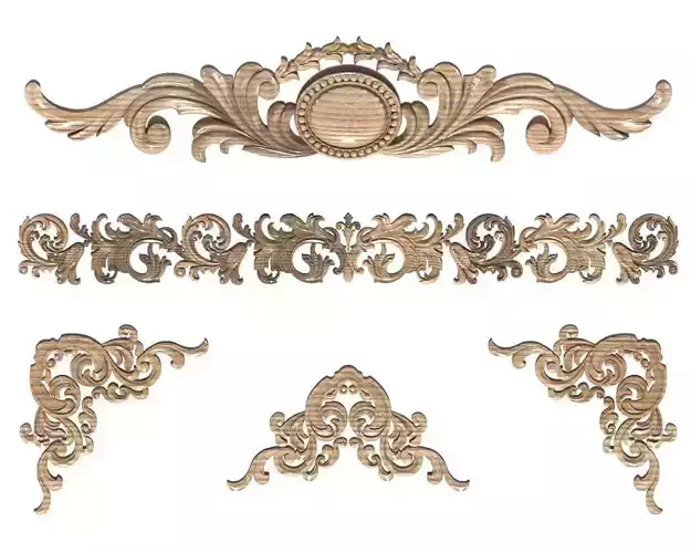 Cartouche-031 shabby chic corner bracket 3D model