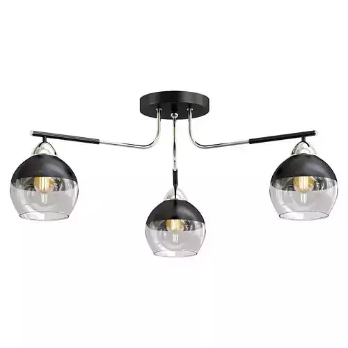 hiper-tommy-h181-3 three light ceiling fixture with glass globes