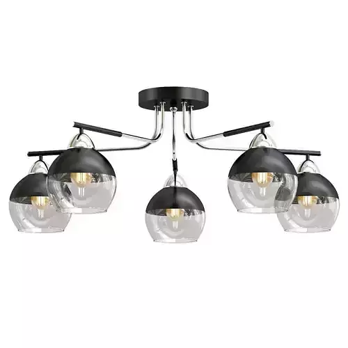 hiper-tommy-h181-5 five light ceiling fixture with glass globes