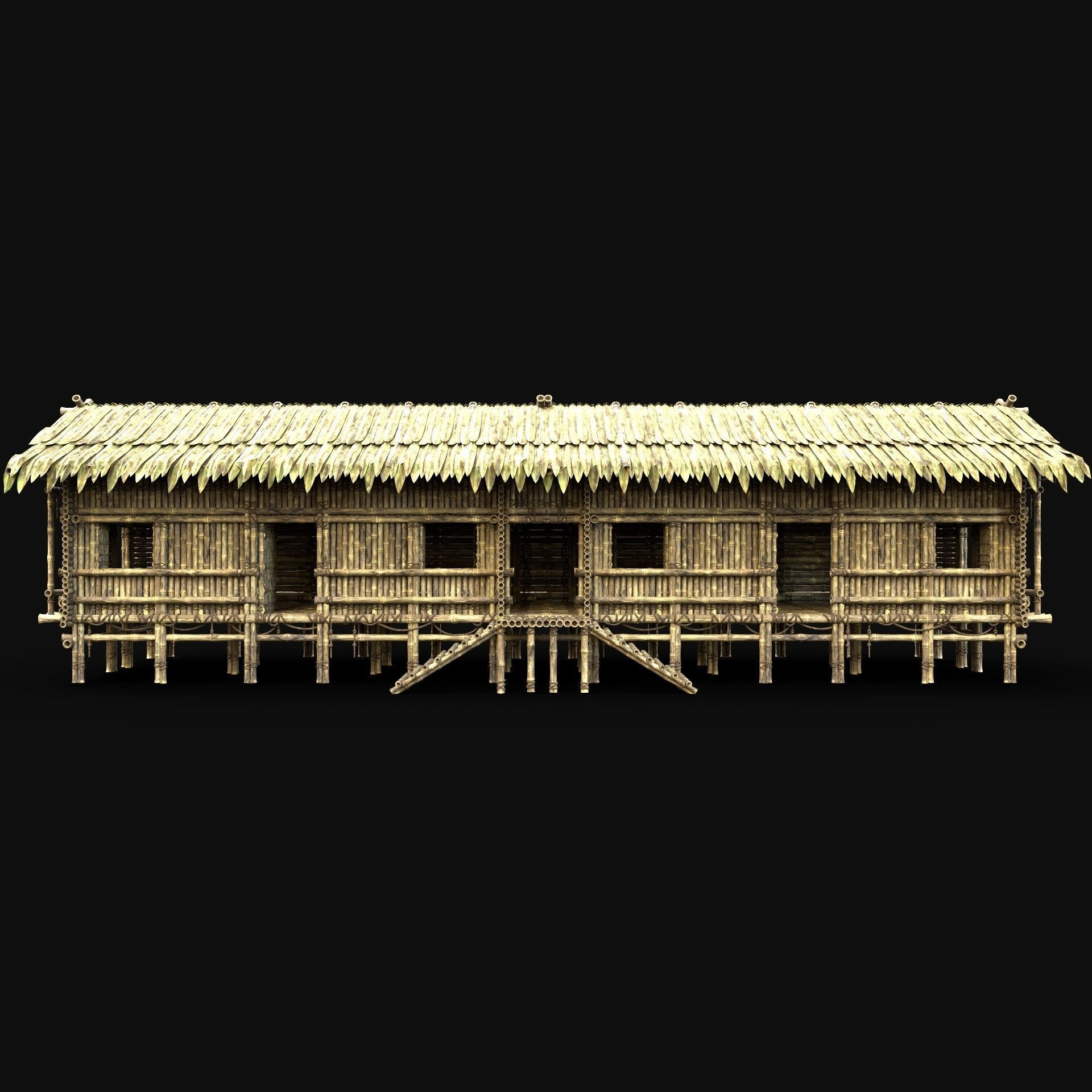 BAMBOO HOUSE SHELTER JUNGLE HUT CASTAWAY SURVIVAL BUILDER AAA 3D Model Collection_48