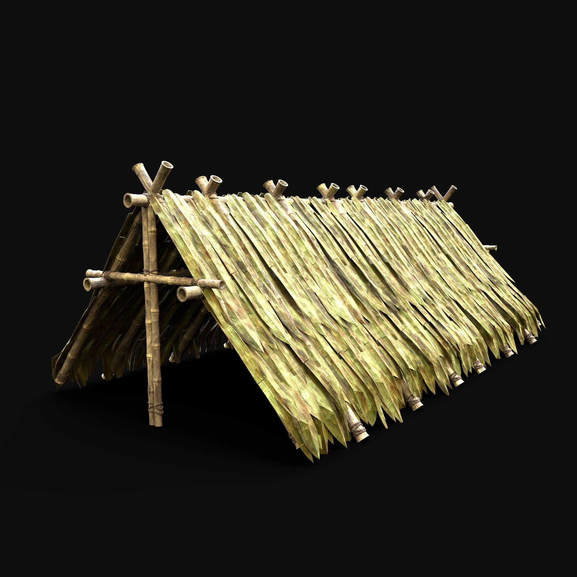 BAMBOO HOUSE SHELTER JUNGLE HUT CASTAWAY SURVIVAL BUILDER AAA 3D Model Collection_73