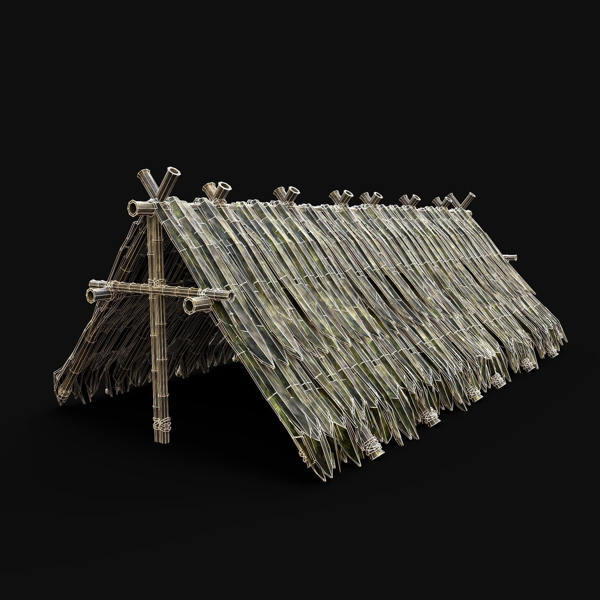 BAMBOO HOUSE SHELTER JUNGLE HUT CASTAWAY SURVIVAL BUILDER AAA 3D Model Collection_78