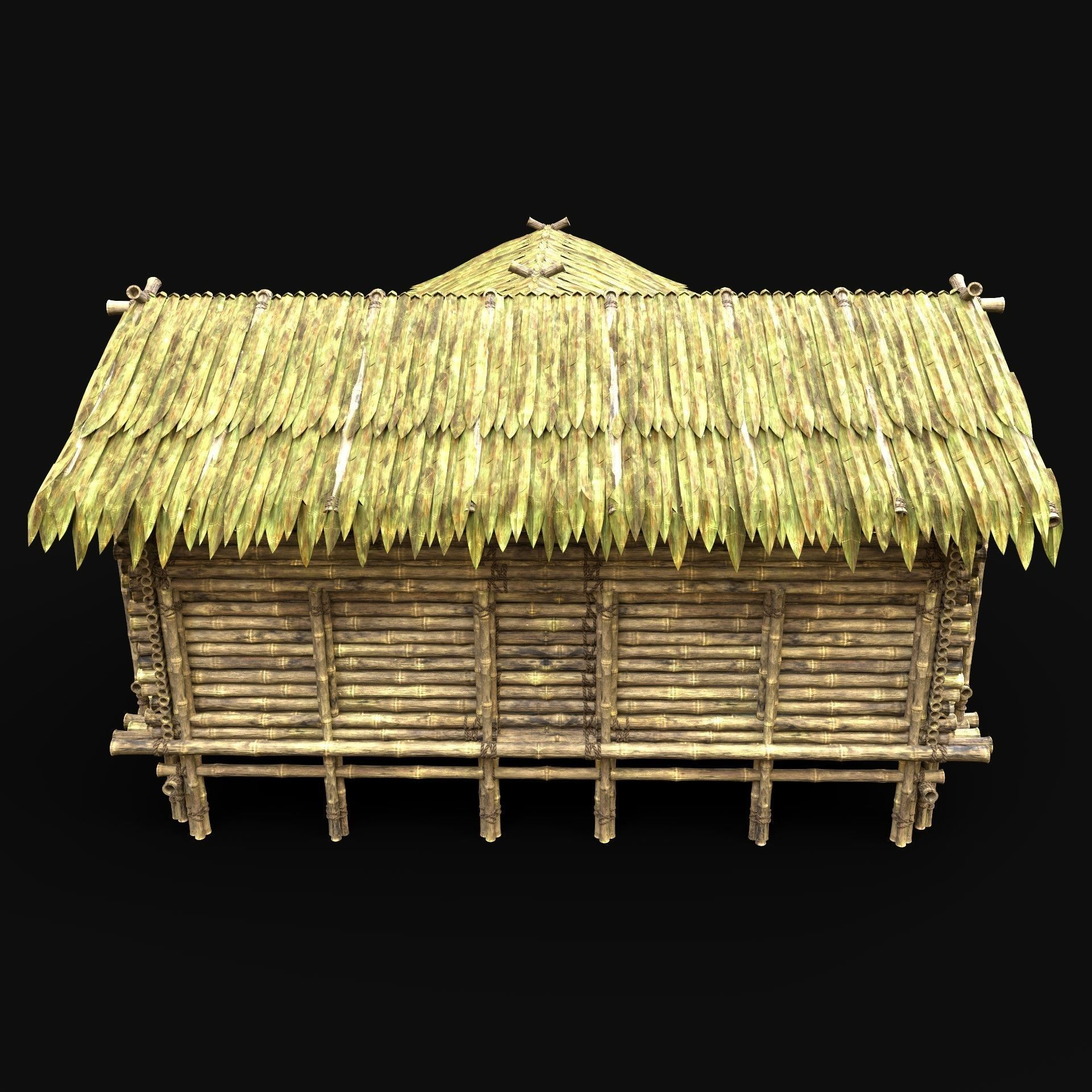 BAMBOO HOUSE SHELTER JUNGLE HUT CASTAWAY SURVIVAL BUILDER AAA 3D Model Collection_25