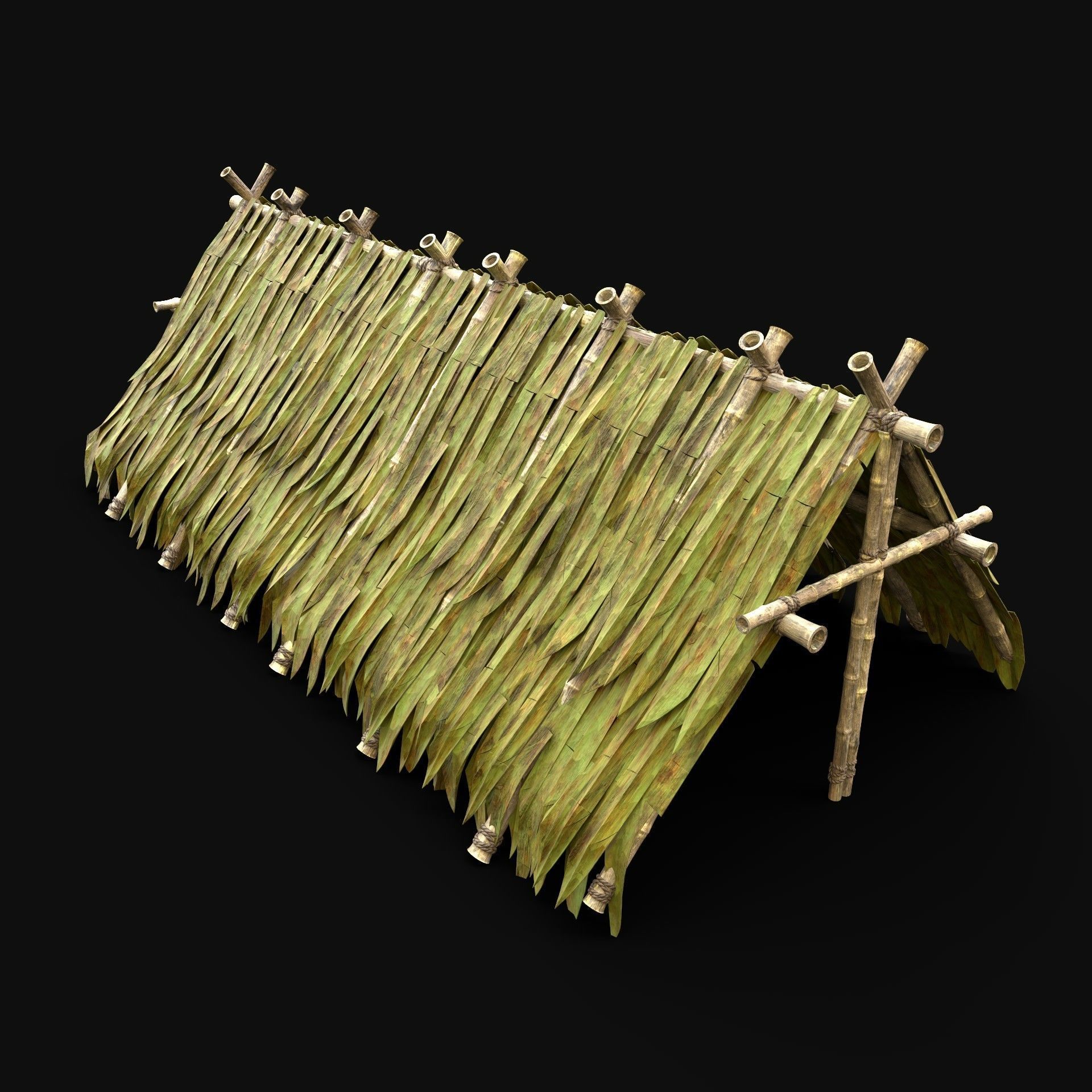 BAMBOO HOUSE SHELTER JUNGLE HUT CASTAWAY SURVIVAL BUILDER AAA 3D Model Collection_75