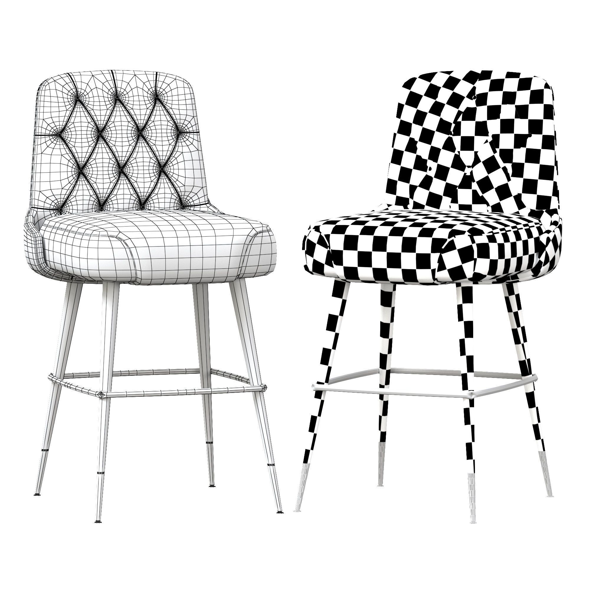Inner Tufted Bar Stool 3D model_5
