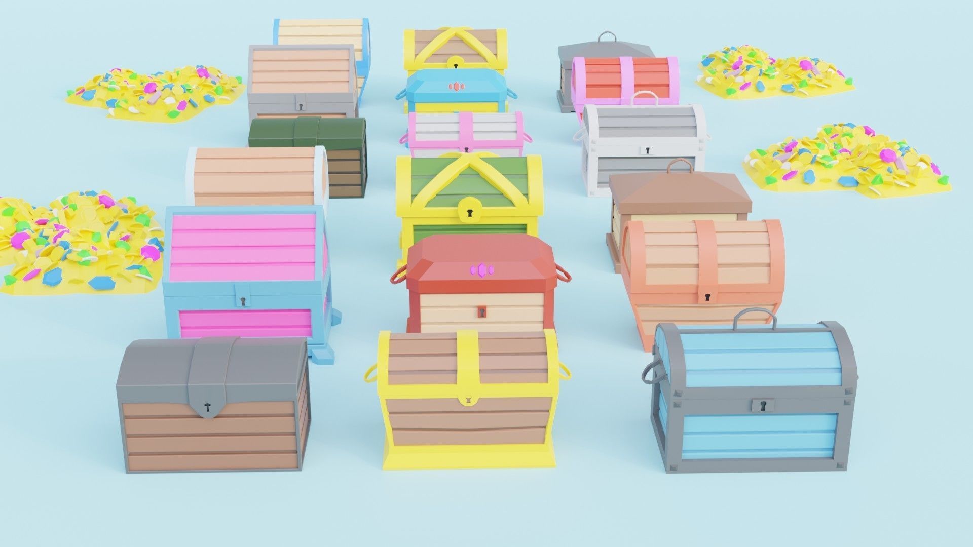 Monster Chests Low-poly 3D model_1