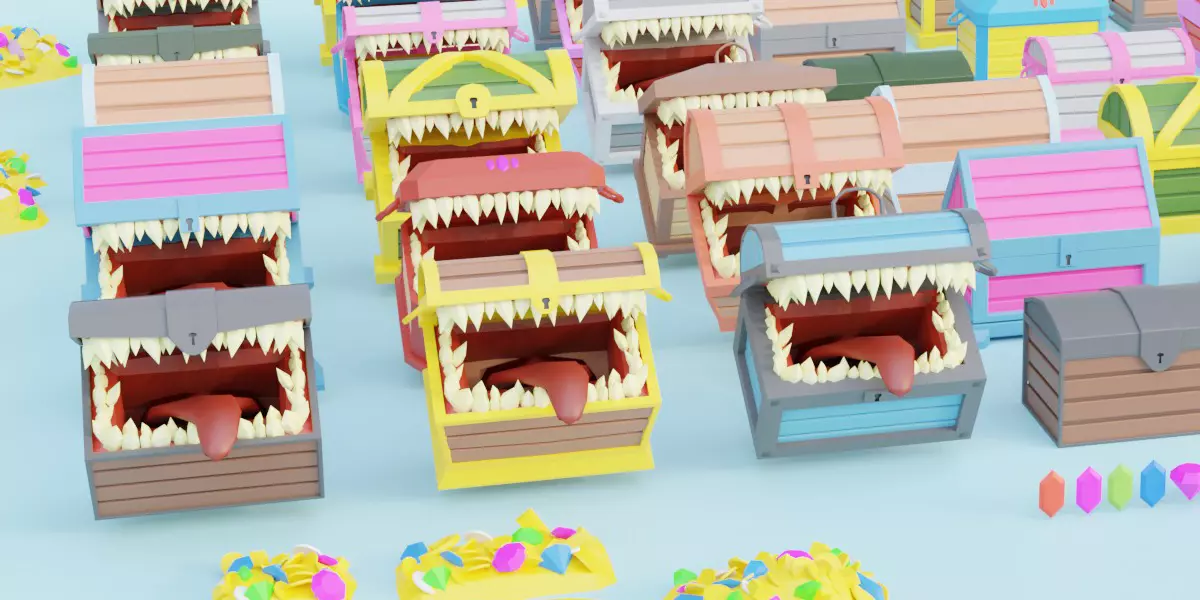 Monster Chests Low-poly 3D model_0