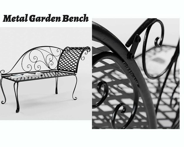 Exterior Metal Garden Bench  Low-poly 3D model