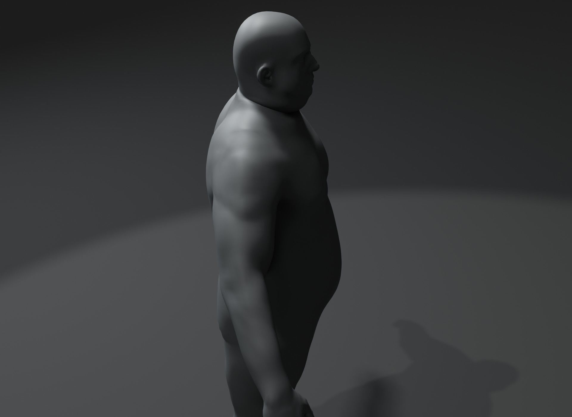 Male Body Fat Base Mesh Animated and Rigged 3D Model 20k Poly Low-poly 3D model_19
