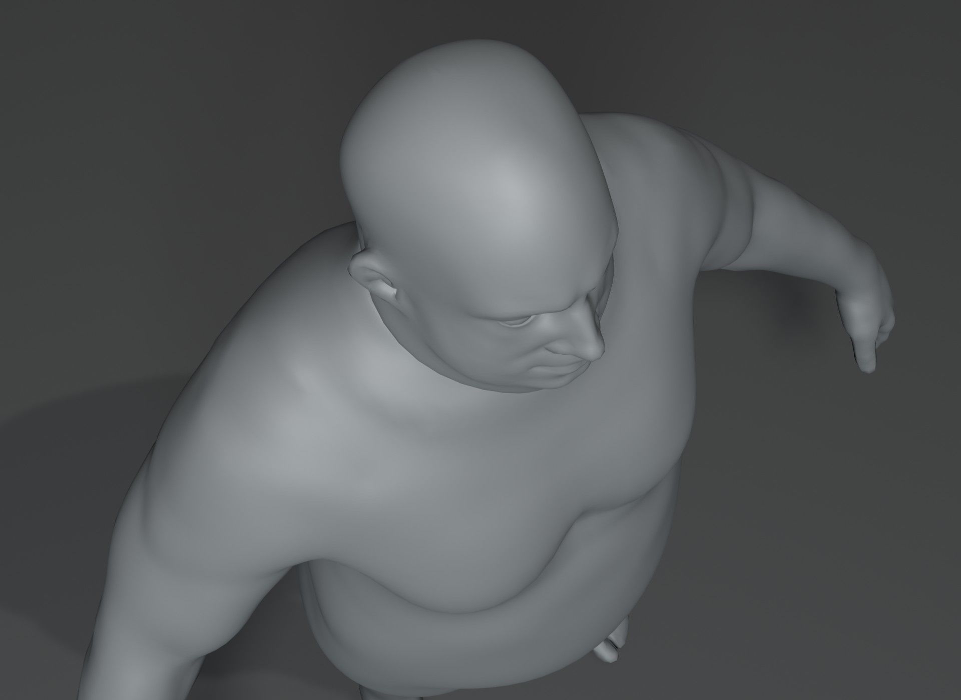 Male Body Fat Base Mesh Animated and Rigged 3D Model 20k Poly Low-poly 3D model_6