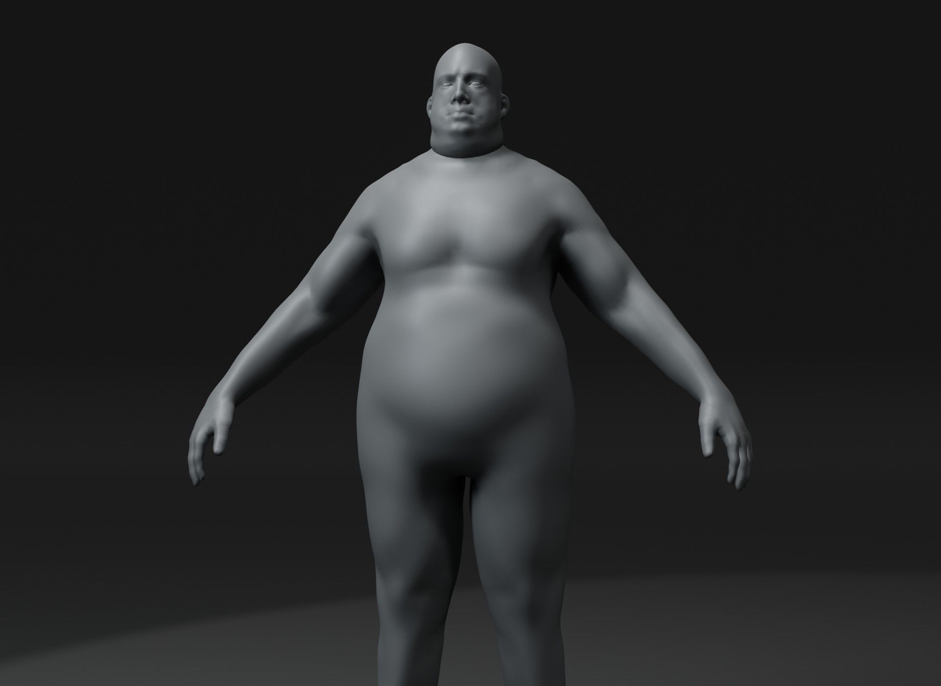 Male Body Fat Base Mesh Animated and Rigged 3D Model 20k Poly Low-poly 3D model_9