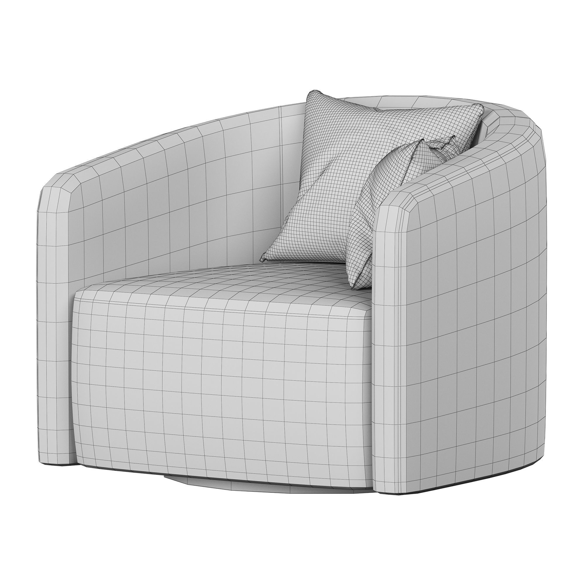 Mila swivel armchair 3D model_4