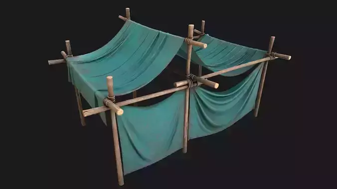 Large Trade Fair Tent Stalls Low-poly 3D model