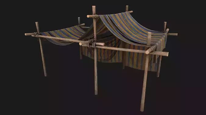 Medieval knight Tent Stalls Low-poly 3D model
