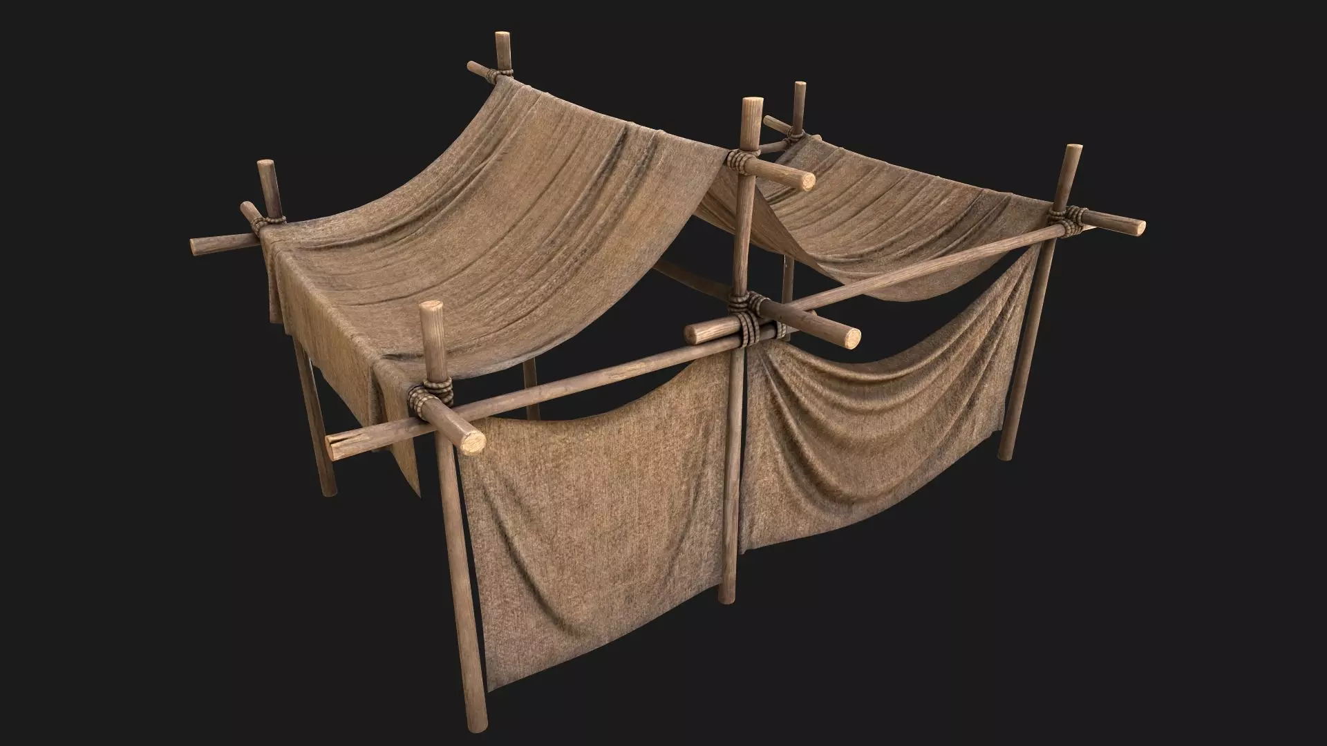 Medieval Market Stall Bazaar Merchant Tent Stand Low-poly 3D model