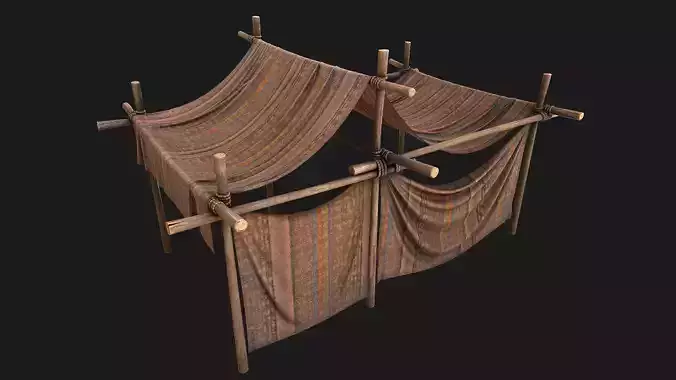 Arab Trading Tent Stalls Low-poly 3D model