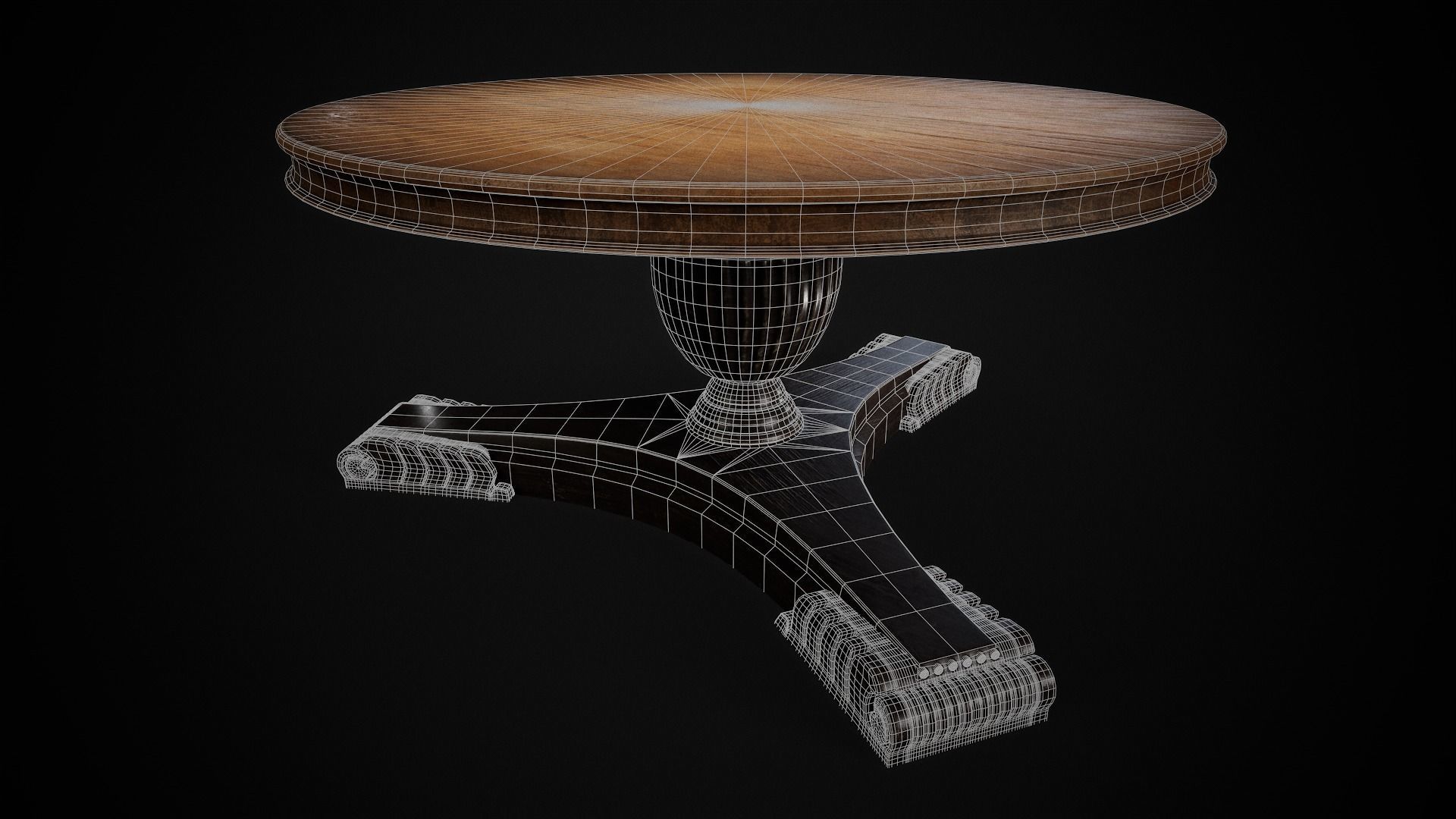 Old Table Low-poly 3D model_5