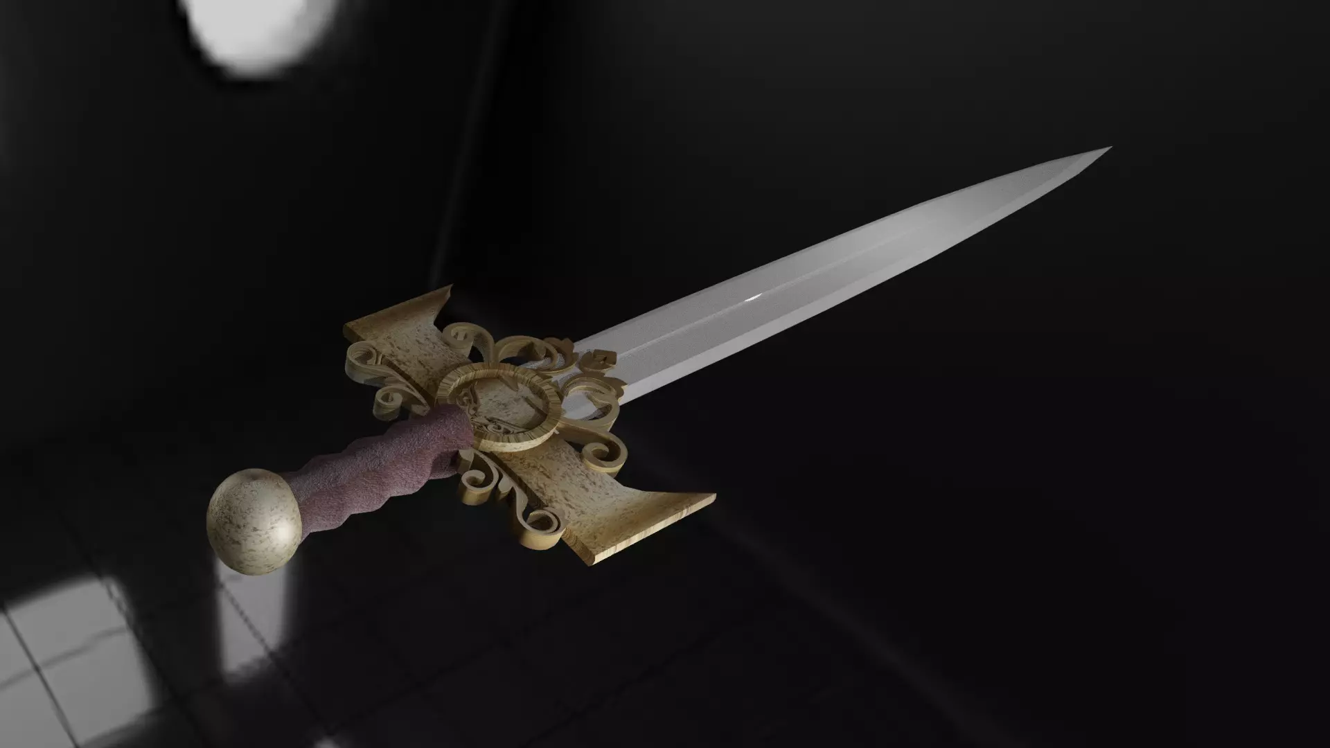 Gaming Sward Low-poly 3D model_0