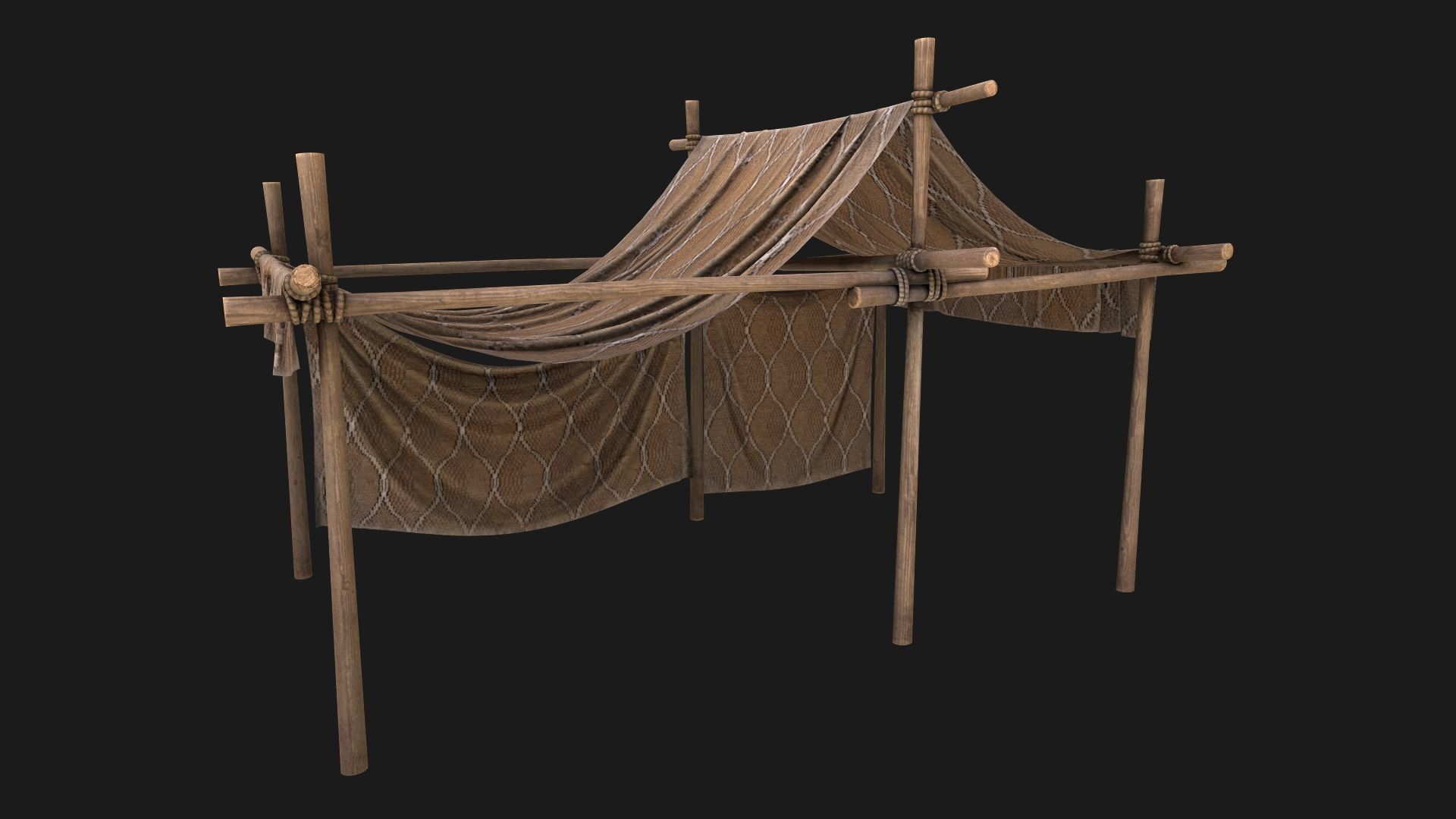 Desert Nomad Tent Stalls Low-poly 3D model_18