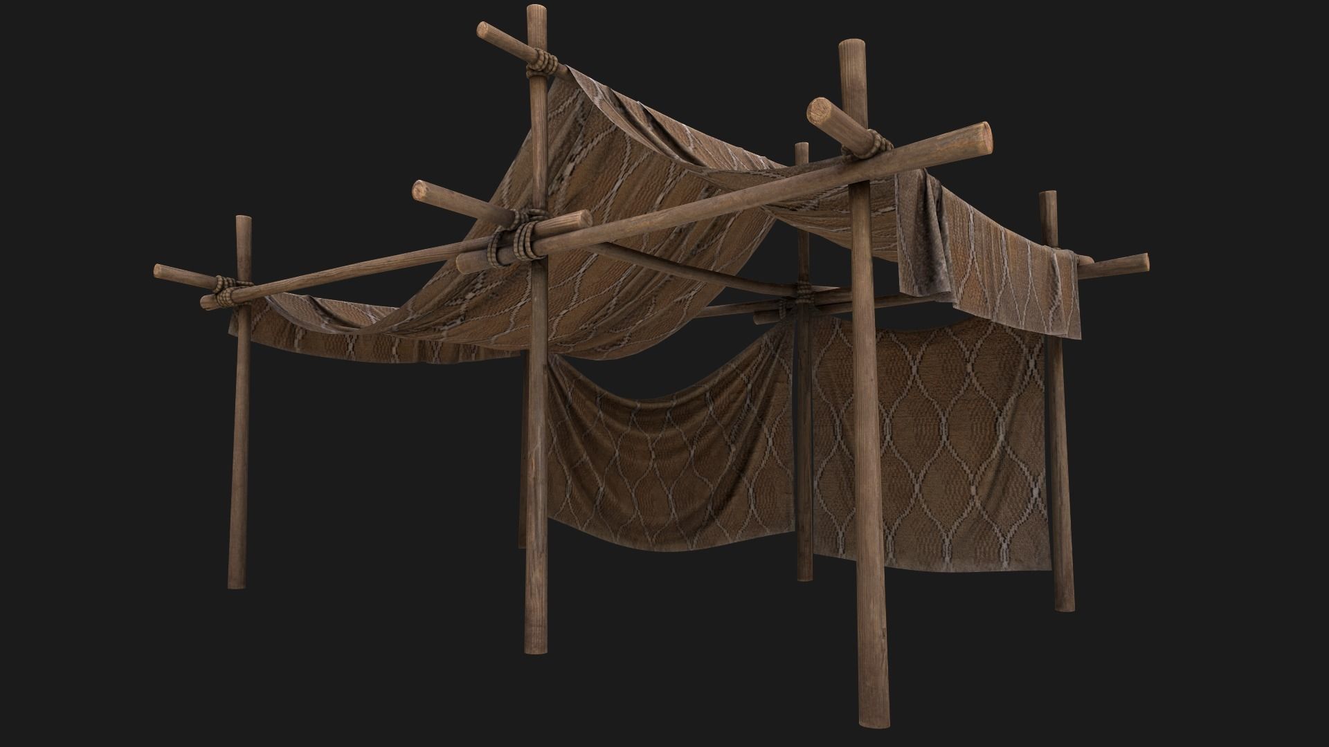 Desert Nomad Tent Stalls Low-poly 3D model_7