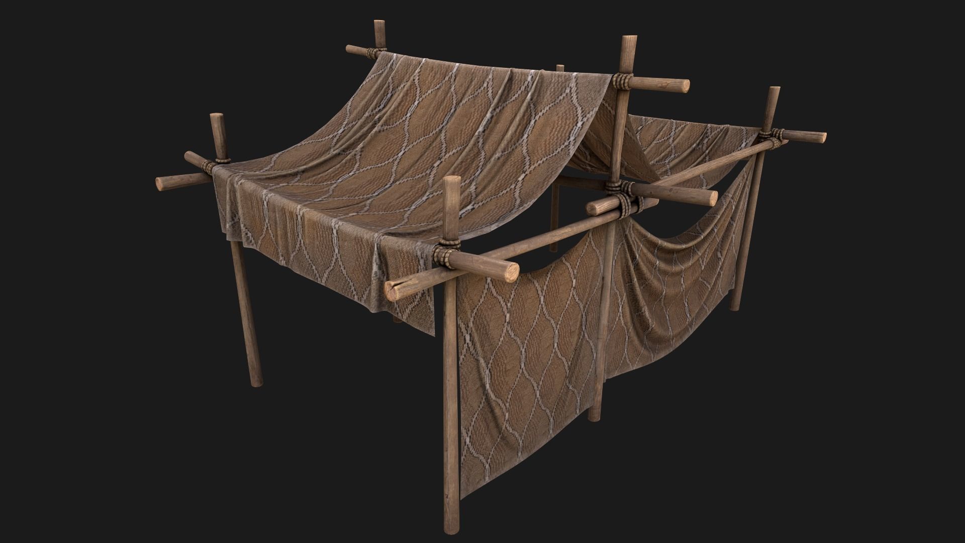Desert Nomad Tent Stalls Low-poly 3D model_9