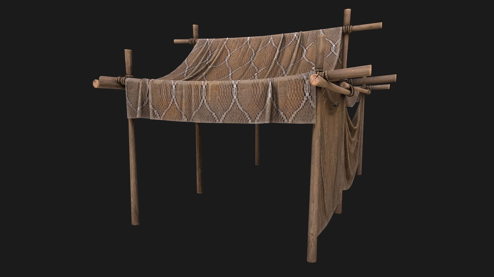 Desert Nomad Tent Stalls Low-poly 3D model_8