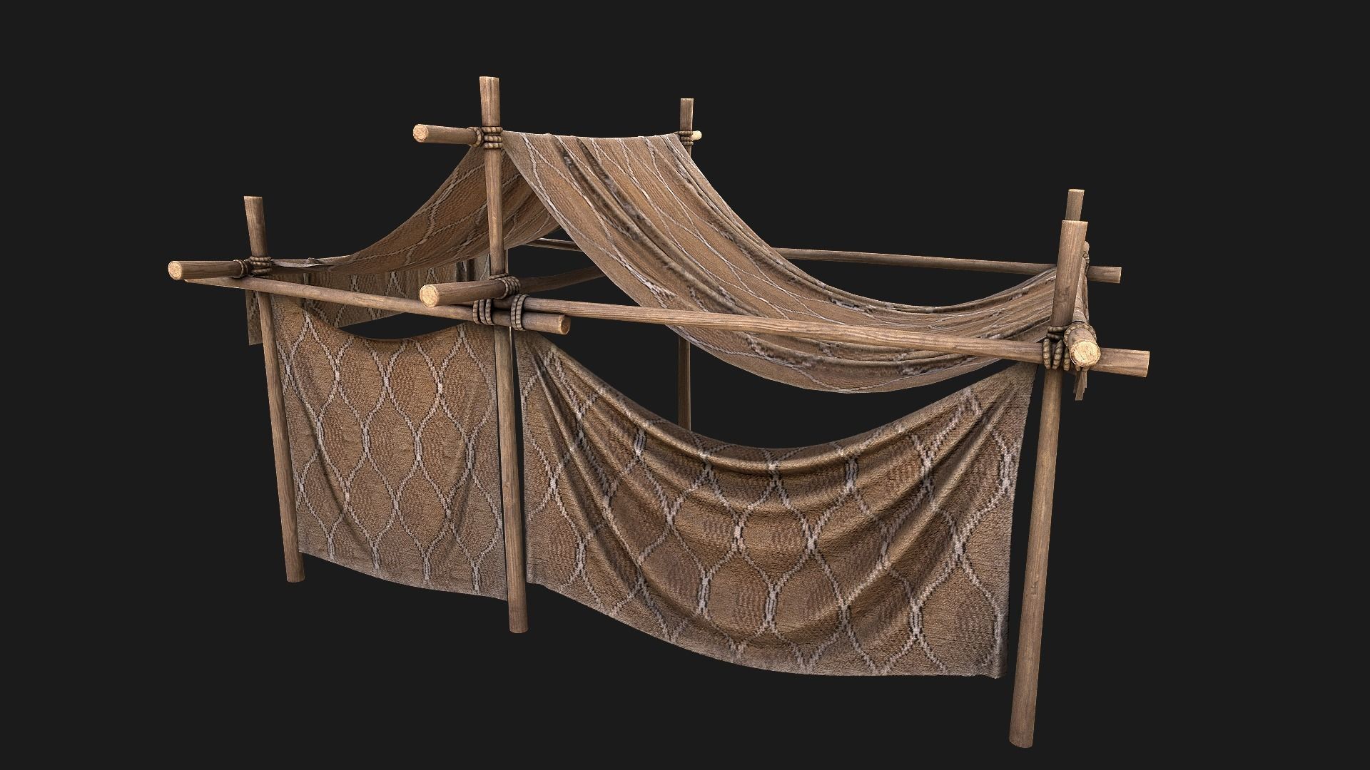 Desert Nomad Tent Stalls Low-poly 3D model_12