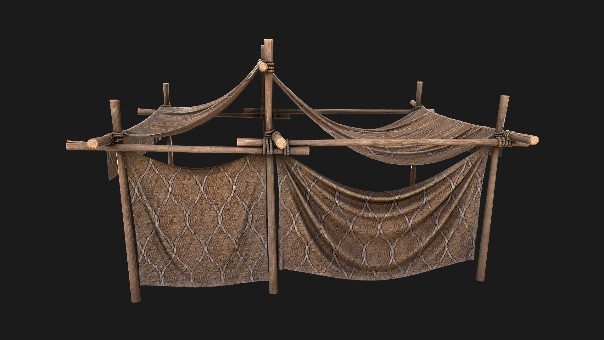 Desert Nomad Tent Stalls Low-poly 3D model_11