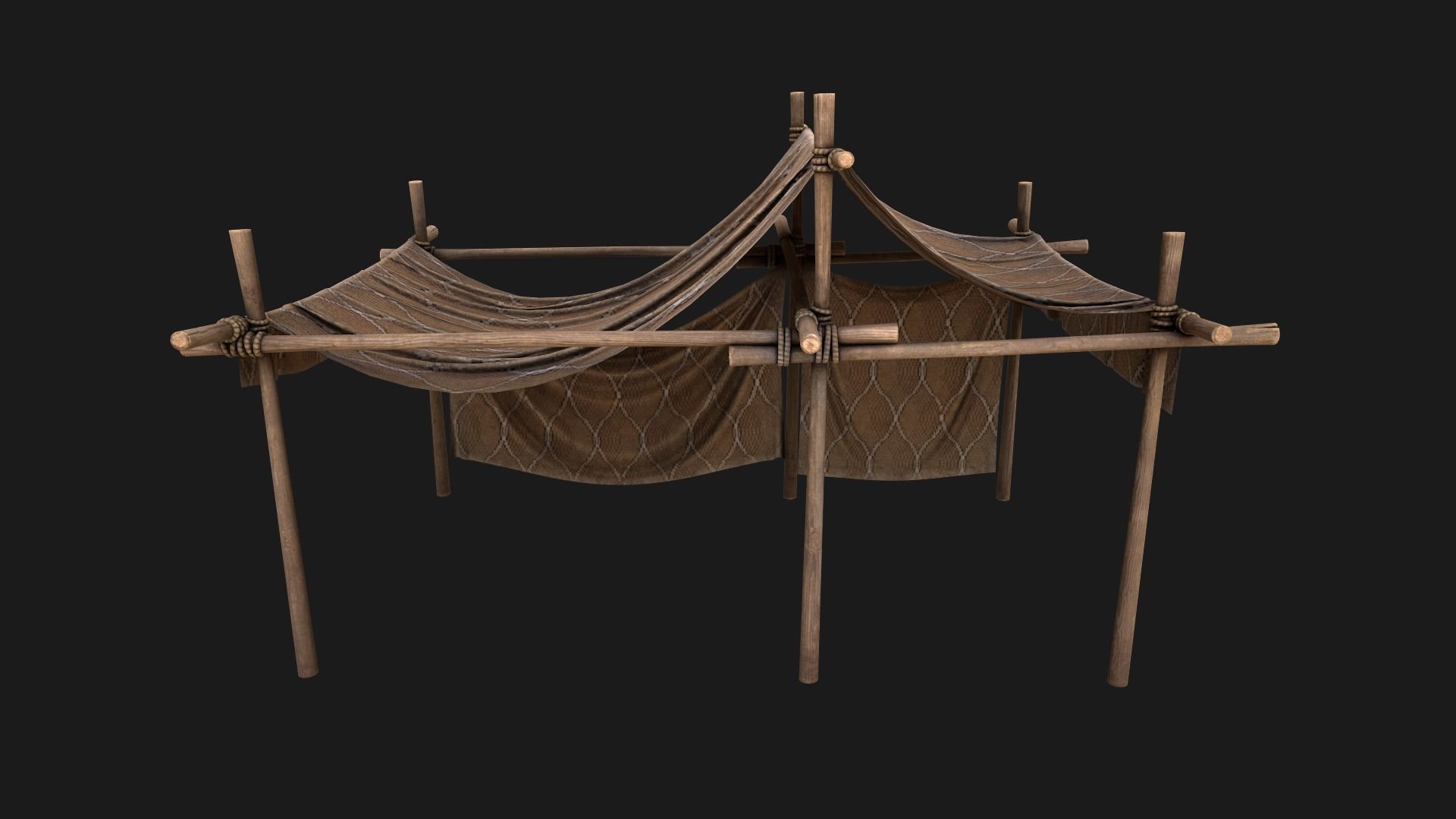 Desert Nomad Tent Stalls Low-poly 3D model_3