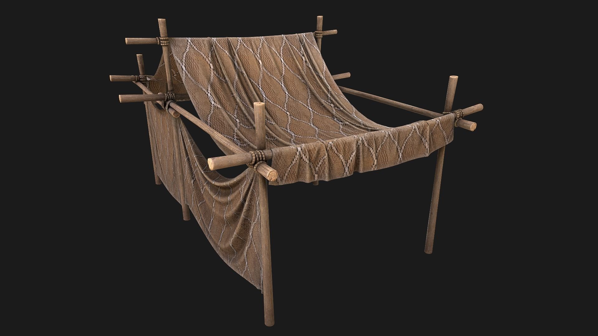 Desert Nomad Tent Stalls Low-poly 3D model_14